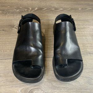 Ann Demeulemeester Black Leather Strap Sandals 38